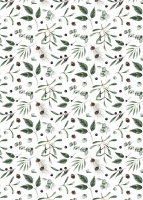 Green Frosted Botanic Print Christmas Wrapping Paper